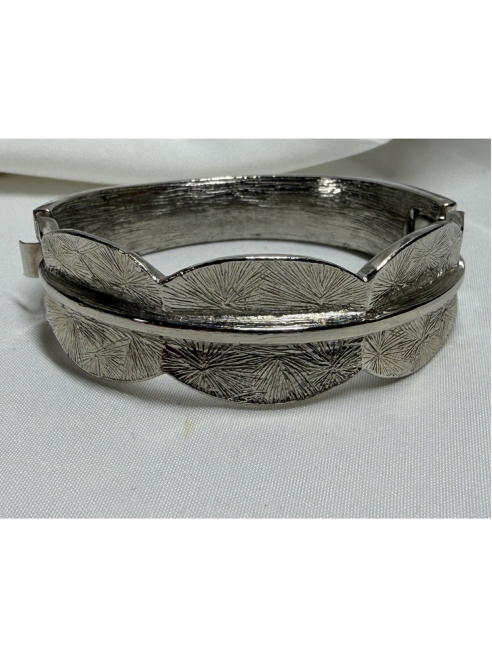 Vintage Hobe Wide Textured Cuff Bracelet Signed